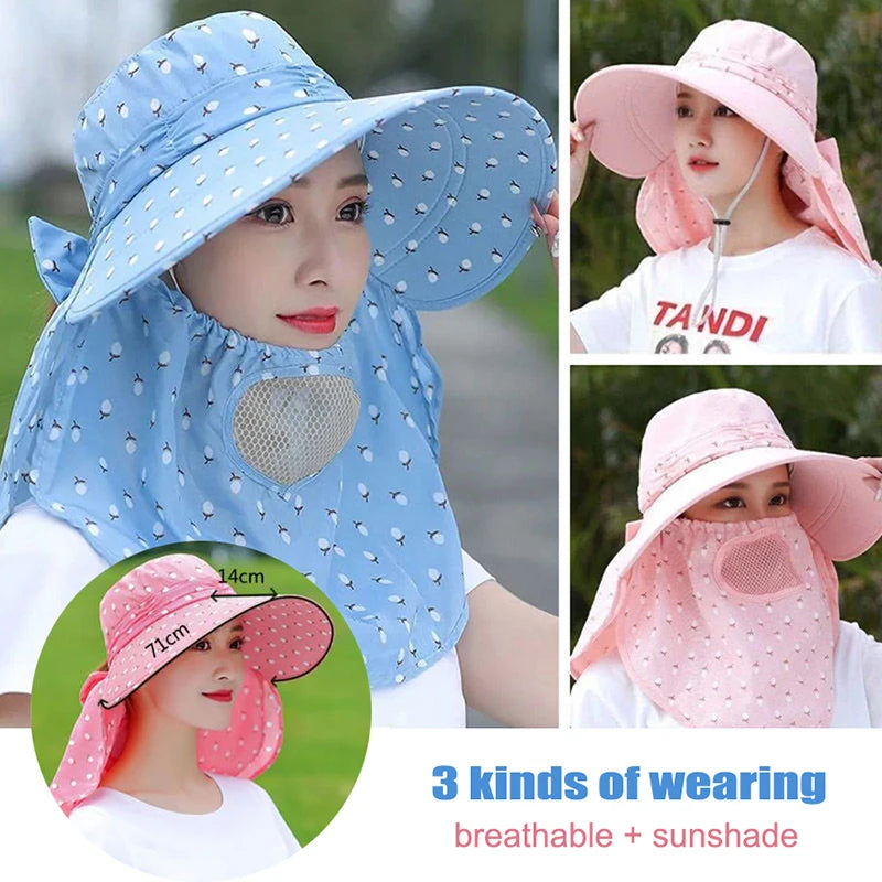 Sun Hat Female Summer Hat Cover Face Breathable Sun Hat All-match Summer Hat with Big Rim Anti-ultraviolet Cycling Sunhat Vue