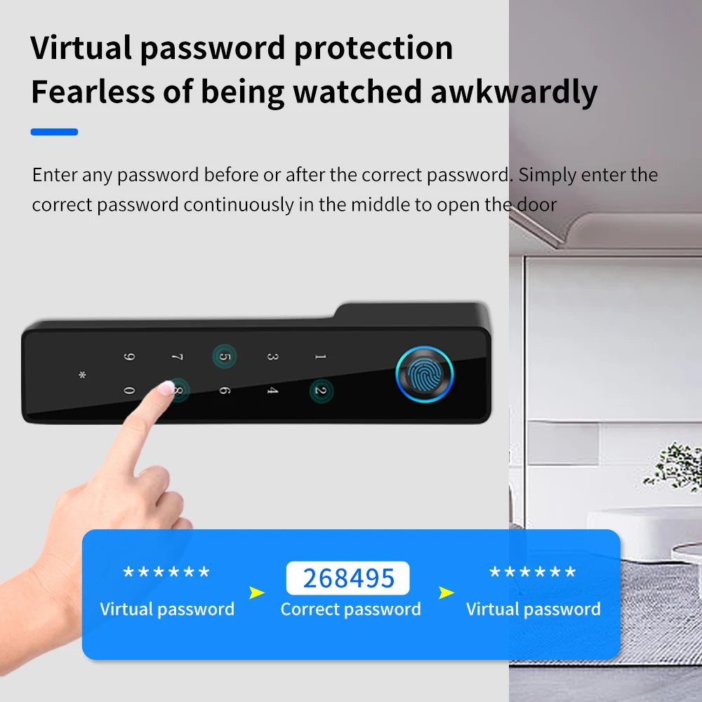Minimalist Electronic Fingerprint Silent Door Lock Support Tuya App Bedroom Mute Door Locks Mechanical Furniture Magnetic Suctio Vue