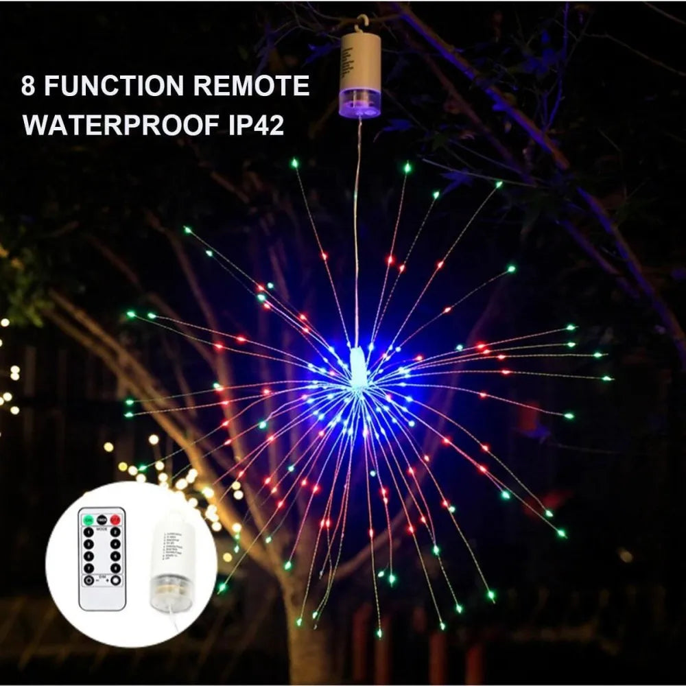 1PC LED Copper Wire Firework Lights,Battery Powered 8 Modes Fairy Light for Home,Party,Wedding,outdoor,Garden Vue