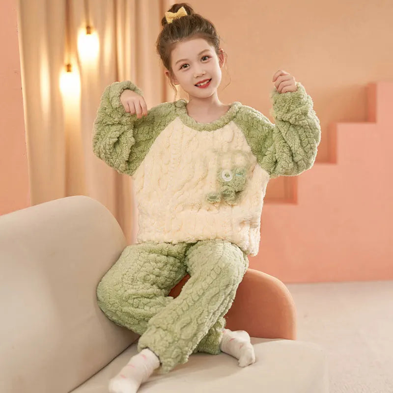 Winter Capybara Kids Boys Pajamas Sets Pyjamas Girls Sleepwear Flannel Fleece Teenage Clothes Children Home Clothes Loungewear Vue