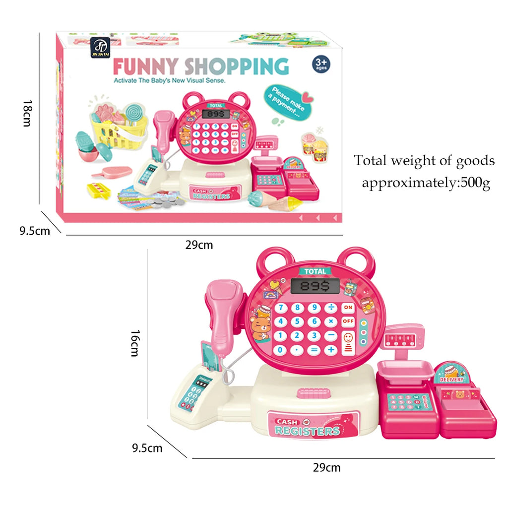 Electiric Supermarket Cash Register Toys, Children Play House Toys Shopping Cartoon Frog Animal Gifts for Kids Vue