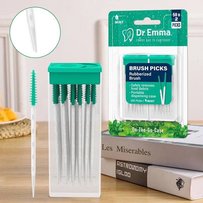 100Pcs/Box Interdental Silicone Brushes Dental Toothpicks Brush Between Teeth With Thread Oral Cleaning Tools Vue