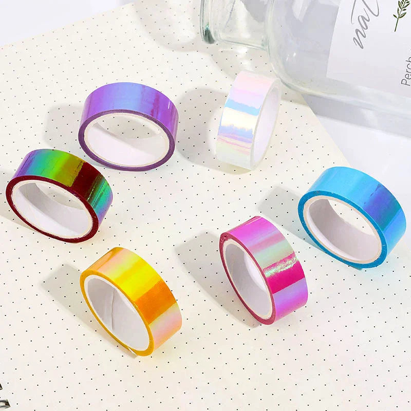 500cm Holographic RG Prismatic Glitter Tape Hoops Stick Rhythmic Gymnastics Ring Decoration Fitness Equipment DIY Scrapbooking Vue