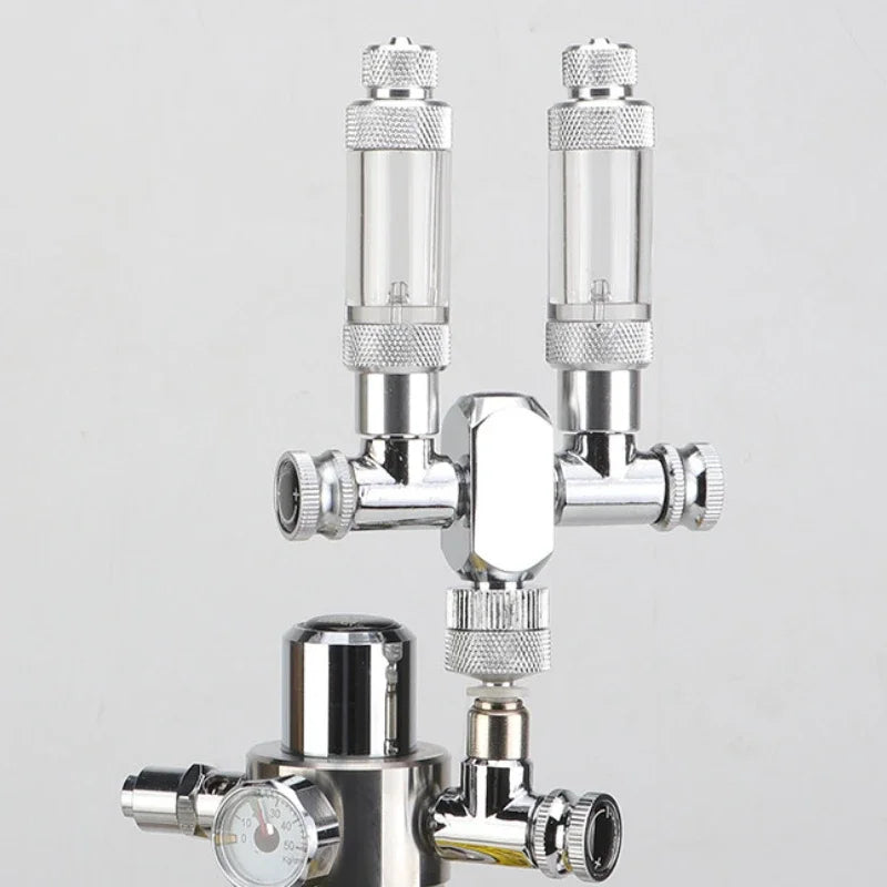 Co2 Distributor Multi Way Splitter Needle Valve Aquarium Stainless Steel 2Ways Solenoid Regulator Check Valve Bubble Counter Vue