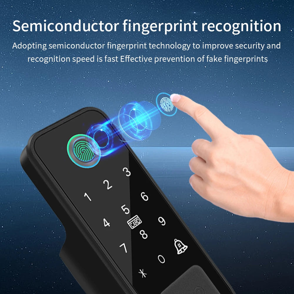 Biometric Smart Lock Electronic Fingerprint Door Lock Digital Tuya App Remote Unlocking Keyless Lock Door supports Tuya Gateway Vue