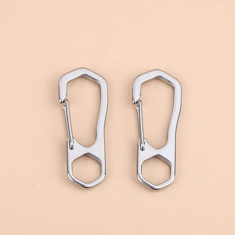 Stainless Steel Keychain Carabiner 2 5Pcs Rustproof Buckle Spring Clips for Outdoor Camping and Keys Holder Vue hexagonal hole 2pcs