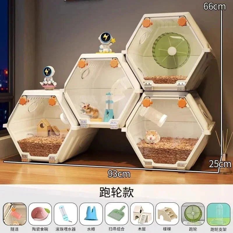 Acrylic Hamster Cage Luxury Villa Enclosure Transparent Pet Breeding Box Complete Set Home Small Animal Habitat Easy Clean Vue A8