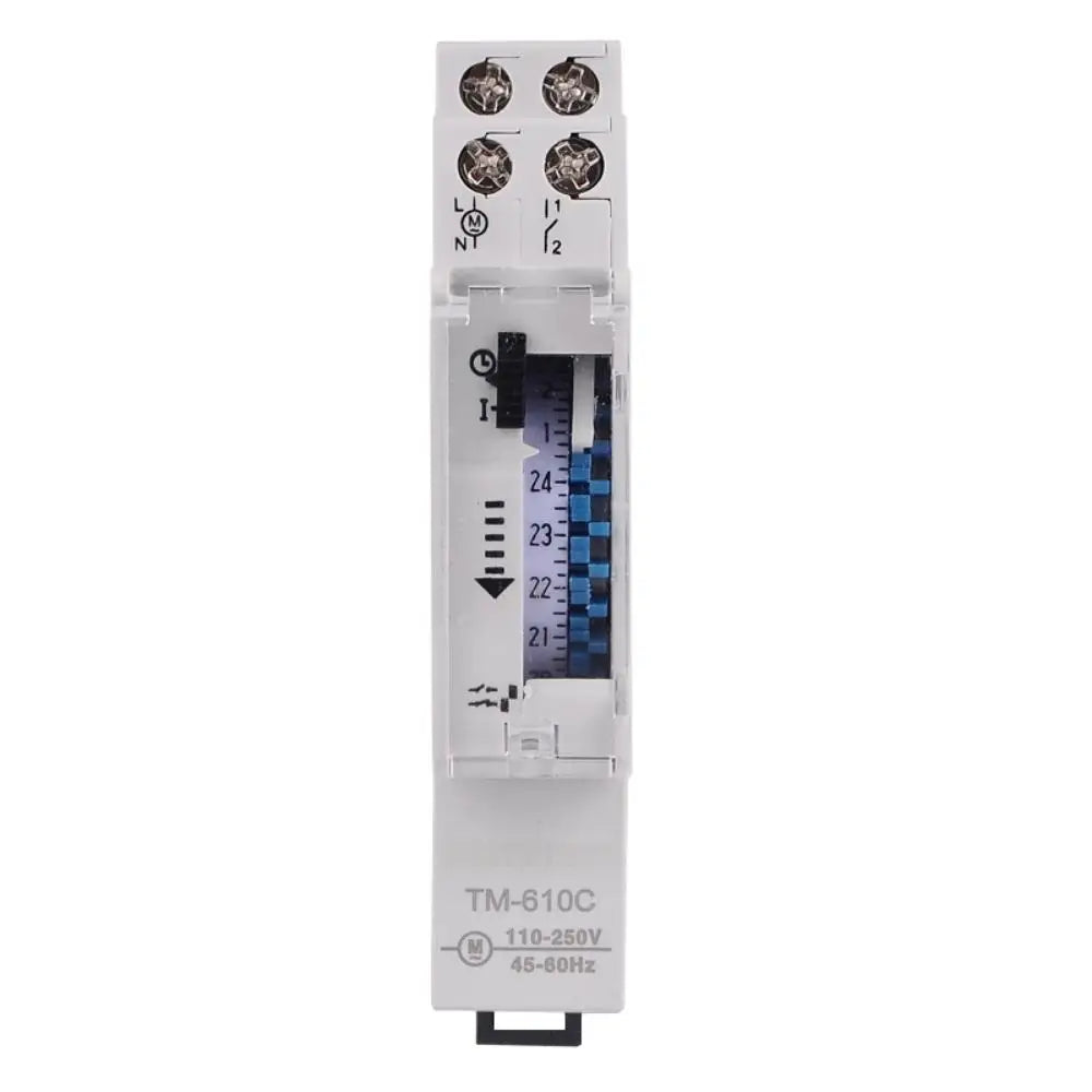 TM610C 110-250V 16A Quartz Mechanical Timer 24 Hour Programmable Din Rail Relay 15 Minutes Interval Time Switch Gauge Instrument Vue