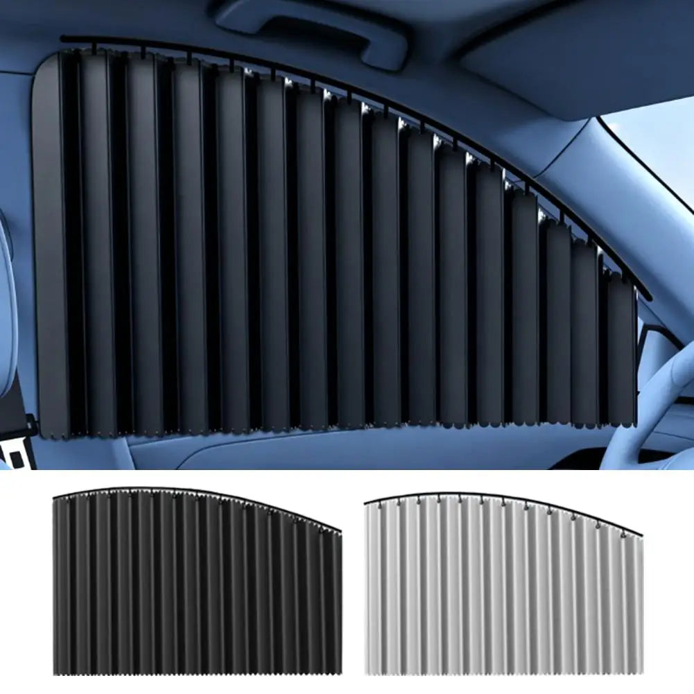Black Gray Car Privacy Sunshade Embedded Car Curtains Retractable Sliding Rail Car Interior Private Sunscreen Side Window Cloth Vue