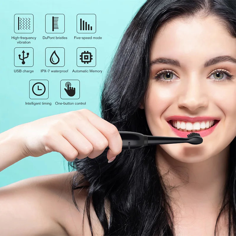Sonic Electric Toothbrush 5-gear Mode USB Charging 4 colors IPX7 Waterproof Ultrasonic Rechargeable Soft Hair Toothbrush Vue