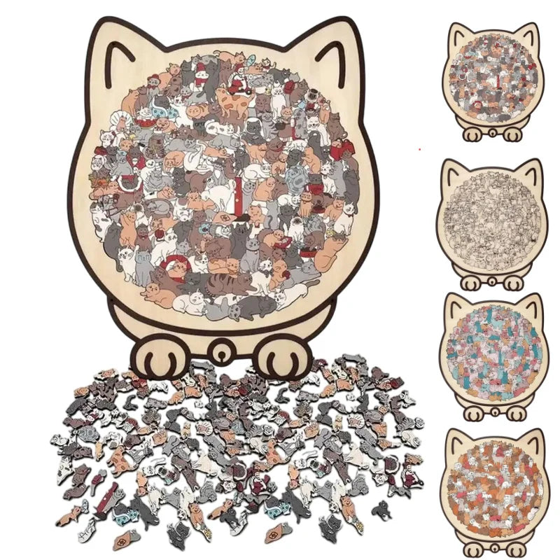 75 Piece Cat Shaped Wooden Puzzle DIY Animal Shape Wood Puzzle For Cats Lovers Home Decor Toys Vue