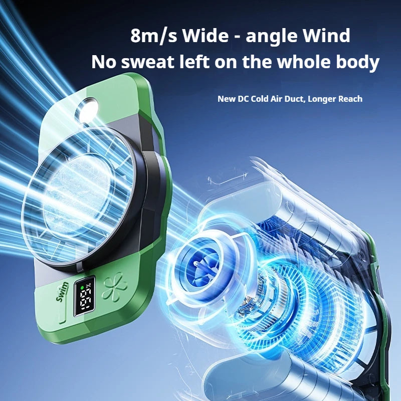 8000mAh Waist Clip Fan 199 Wind Speeds Refrigeration Hanging Neck Vue
