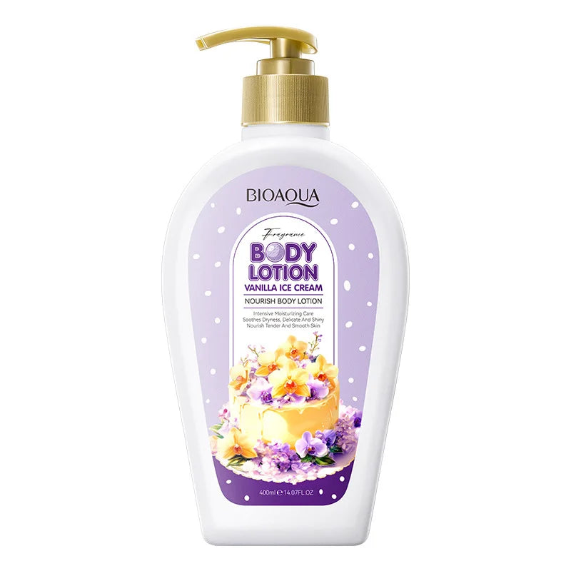 400ml Vanilla Ice Cream Nourishing Body Lotion, Replenishes Skin Moisture: Nourishes and Softens the Skin, Exudes a Charming Fragrance, Perfect for Date Nights/Work Commute/Daily Skincare/Nourishing Your Skin, Suitable for Al Vue Blue