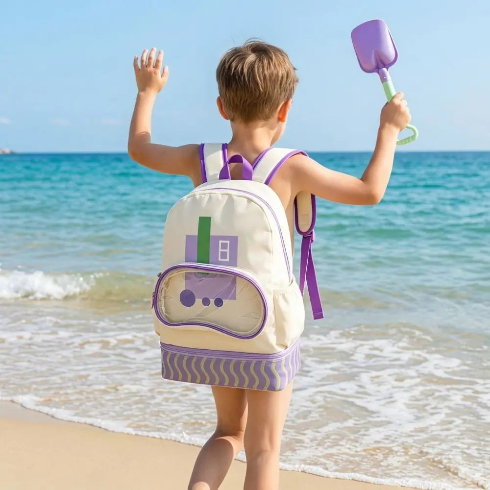 Waterproof Swimming Storage Bag Wet Dry Separation Double-Shoulder Swim Backpack Cartoon Design Shoe Compartment Vue