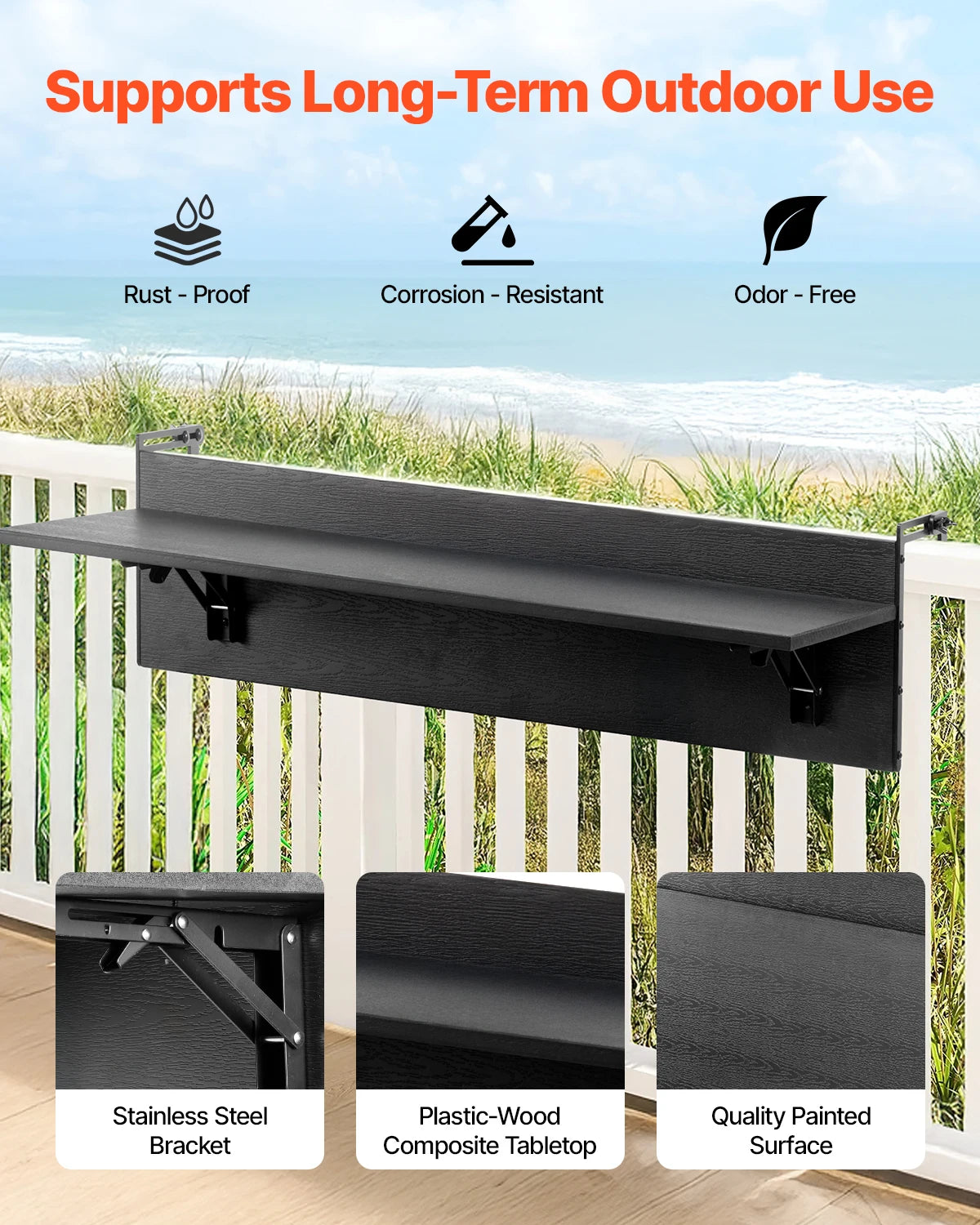 Folding Balcony Railing Table | Outdoor Hanging Bar Table Folding Railing Table Vue