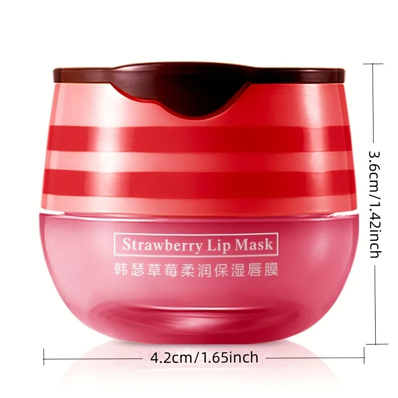 1 Bottle of Strawberry Soft Moisturizing Lip Mask Contains Extracts and Vitamin E—A Moisturizing Lip Balm Specifically for Women, with a Non-Greasy Formula That Can Create Natural-Looking Lips, Provides Moisturizing Care, a Vue