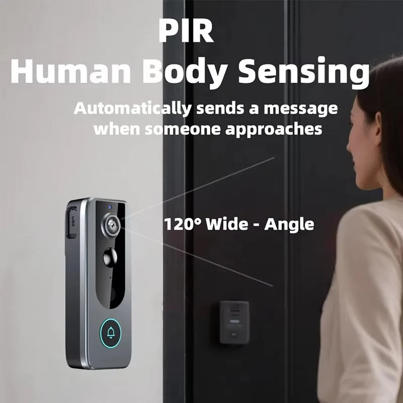 Tuya Doorbell with Solar Rain Cover Camera Wireless Video Doorbell Wifi PIR Human Body Sensing Outdoor Door Bell Video Intercom Vue