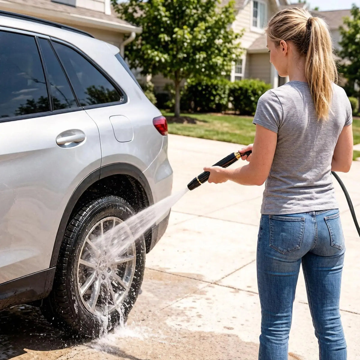 Adjustable Portable Powerful High Pressure Hose Nozzle Water Sprayer Attachment for Car Yard Pathway Backyard Patio Lawn Vue