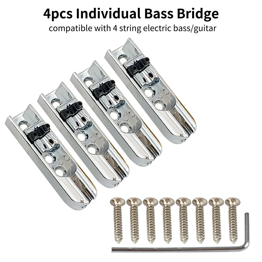 4pcs Bass Guitar Bridge Individual Bass Bridge Guitar Bridge with 4 String Electric Bass Guitar Accessories Vue