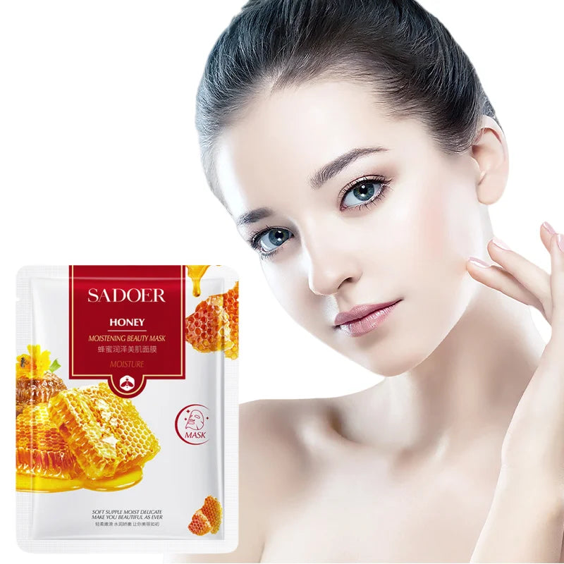 Honey Hydrating Facial Mask, Made with a Lightweight and Soft Film Cloth, Adheres Closely to the Skin, Hydrates and Moisturizes, Helps Improve Dryness, Dehydration, and Roughness, and Leaves Skin Moisturized, Tender, and Beau Vue