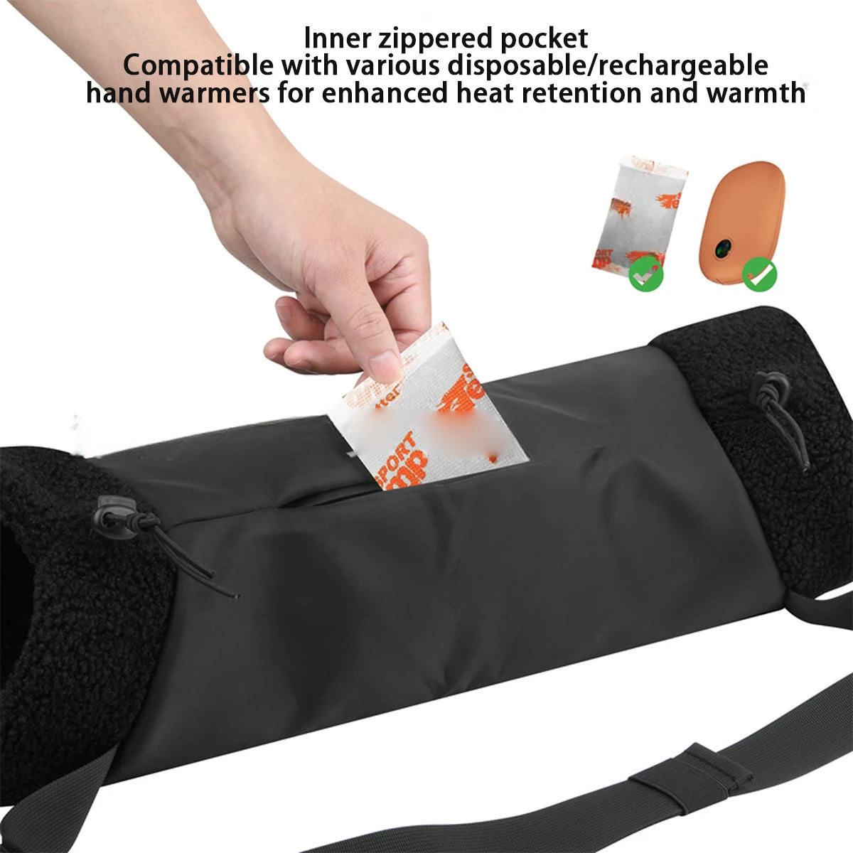 Adjustable Drawstring Hand Warmer Pouch with Zipper Pocket Hand Warmer Muff Vue