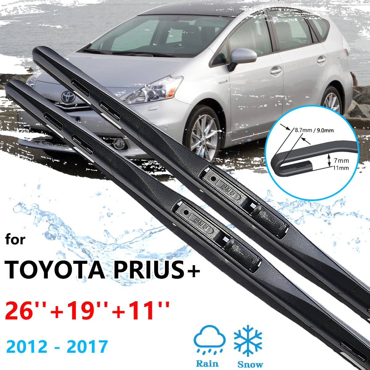 Wiper Blades for Toyota Prius V & Daihatsu Mebius 2012–2017 Windshield Wiper Blades Vue