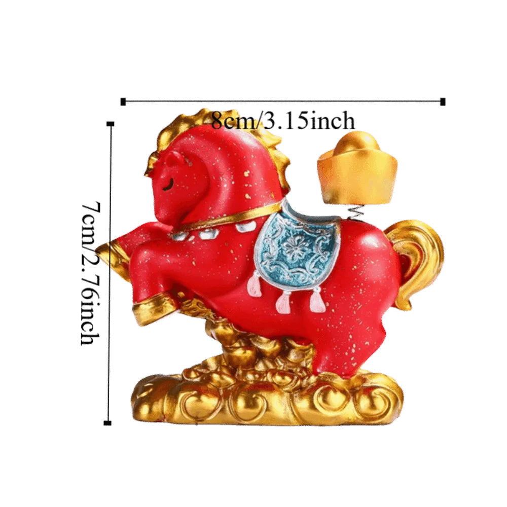 Vivid Resin Horse Figurine Desktop Ornament Chinese Style New Year Mascot Miniature Good Luck Red Zodiac Ornaments Office Vue
