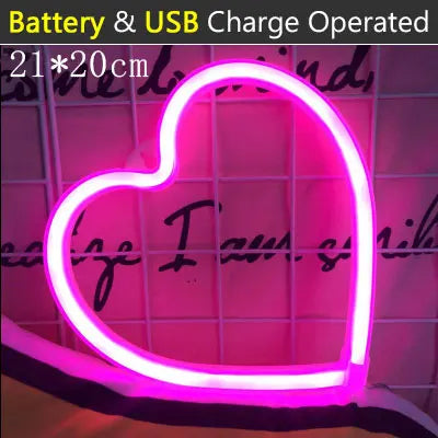Colorful Neon Double Heart Light Neon Signs for Wall Decor Atmosphere LED for Kids Room Valentine's Day Party Confession Wedding Vue heart pink