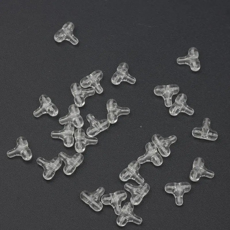 30Pcs/Pack Fishing Beads Transparent Clear Oval Double Cross Hole Beads Sabiki Rig 3 Way Connector Cross Bead Fishing Tackle Vue