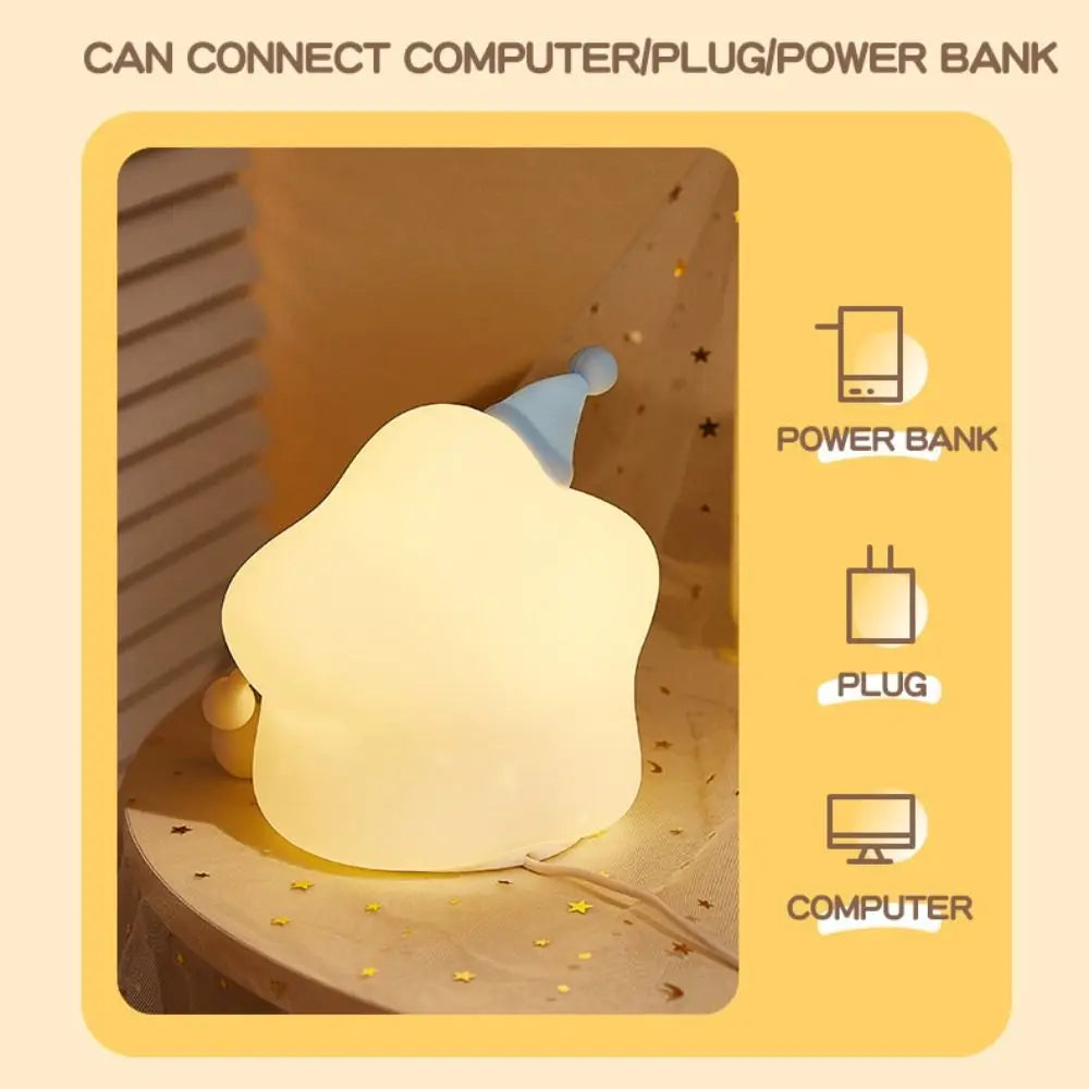 Rechargeable USB LED Star Night Light Colorful Light Soft Silicone Sleeping Lamp Glowing Effect Remote Control Touch Table Lamp Vue