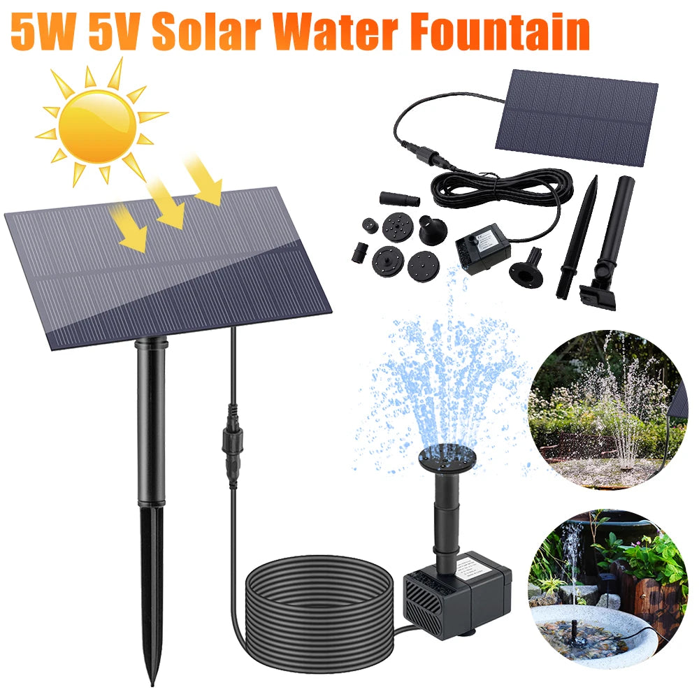 5W 5V Fountain Panel Pump Garden Decoration with Stake Solar Panel Water Pump Watering System Energy Saving Kits for Fish Tank Vue