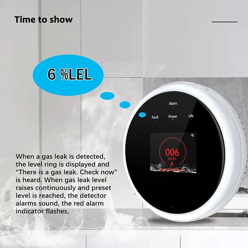 Tuya WiFi GAS LPG Leak Sensor Alarm Fire Security Detector APP Control Safety Smart Home Leakage Sensor Support Smart Life App Vue