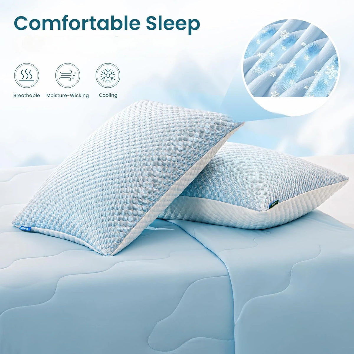 1-5PCS Summer Cooling Pillow Cover Ice Silk Material with Breathable Soft Smooth Washable for Hot Sleepers Home Vue