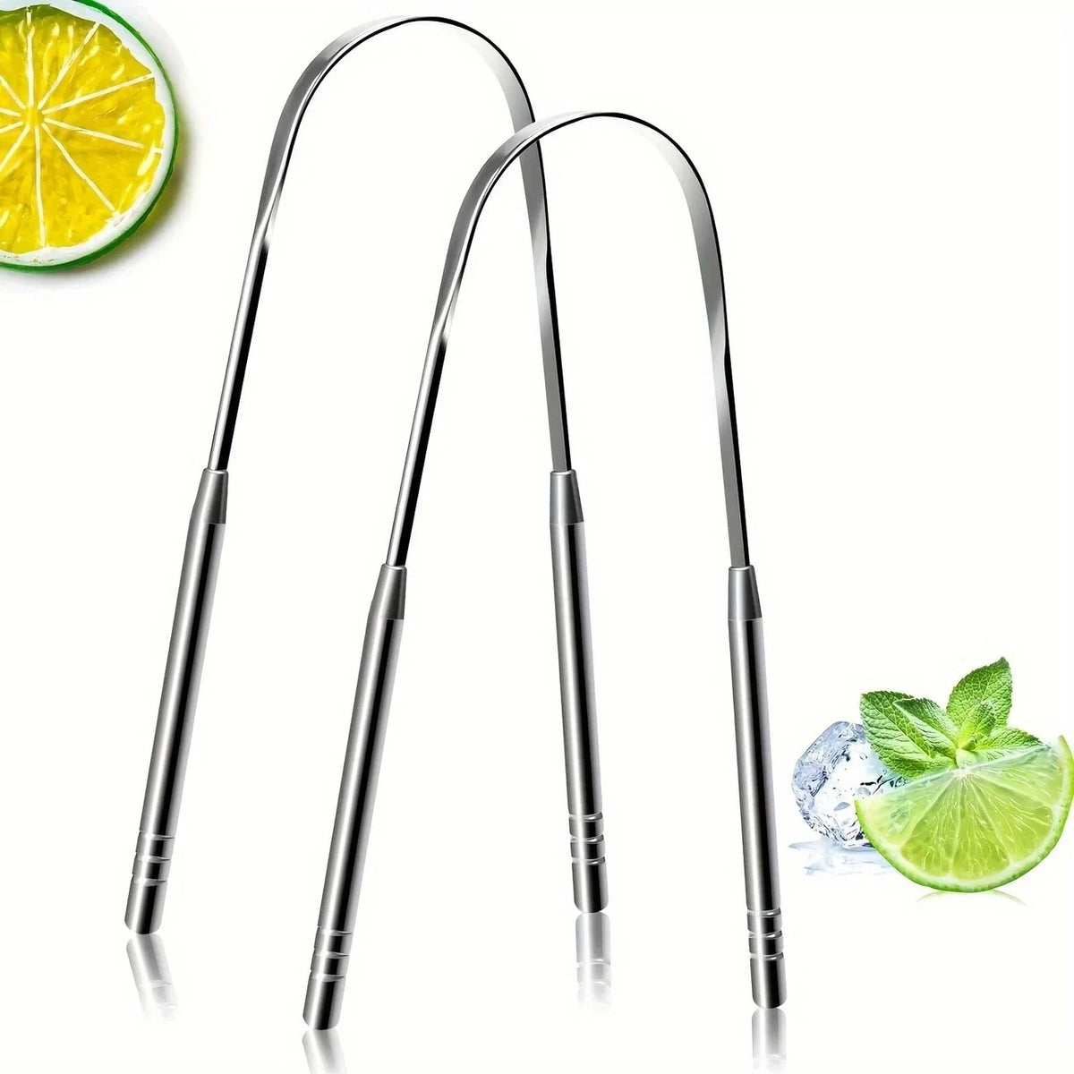 1/2pcs Stainless Steel Tongue Scraper for Adults - Oral Care Tongue Cleaner, Freshens Breath & Reduces Bad Odor Vue 2pcs