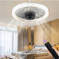 Smart Remote Control Ceiling Fan with LED Lighting Ceiling Fan with Lights Remote Control E27 Converter Base for Living Room Vue White
