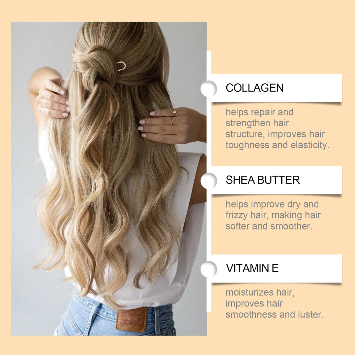 Collagen Hair Mask - Deep Moisturizing Treatment For Dry Damaged Hair - Reduces Frizz & Tangles - Restores Shine & Softness Vue