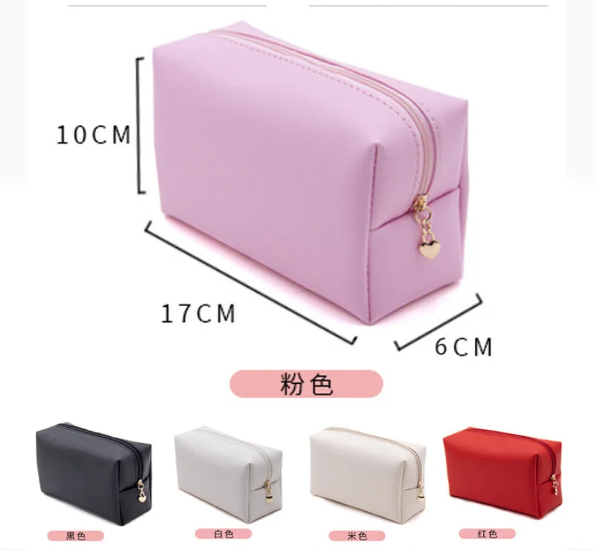Makeup Bag Private Label Portable Travel Cosmetic Solid Color Zipper Toiletry Bag Washing Pouch Storage Bags Wholesale 10pcs Vue