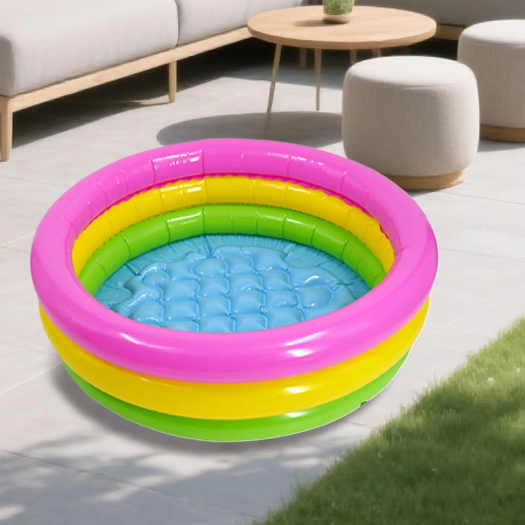 60x25cm Rainbow Foldable Doggie Pool, Portable Pet Swimming Pool with Water Toys, Outdoor Summer Splash Pool for Garden Beach Vue