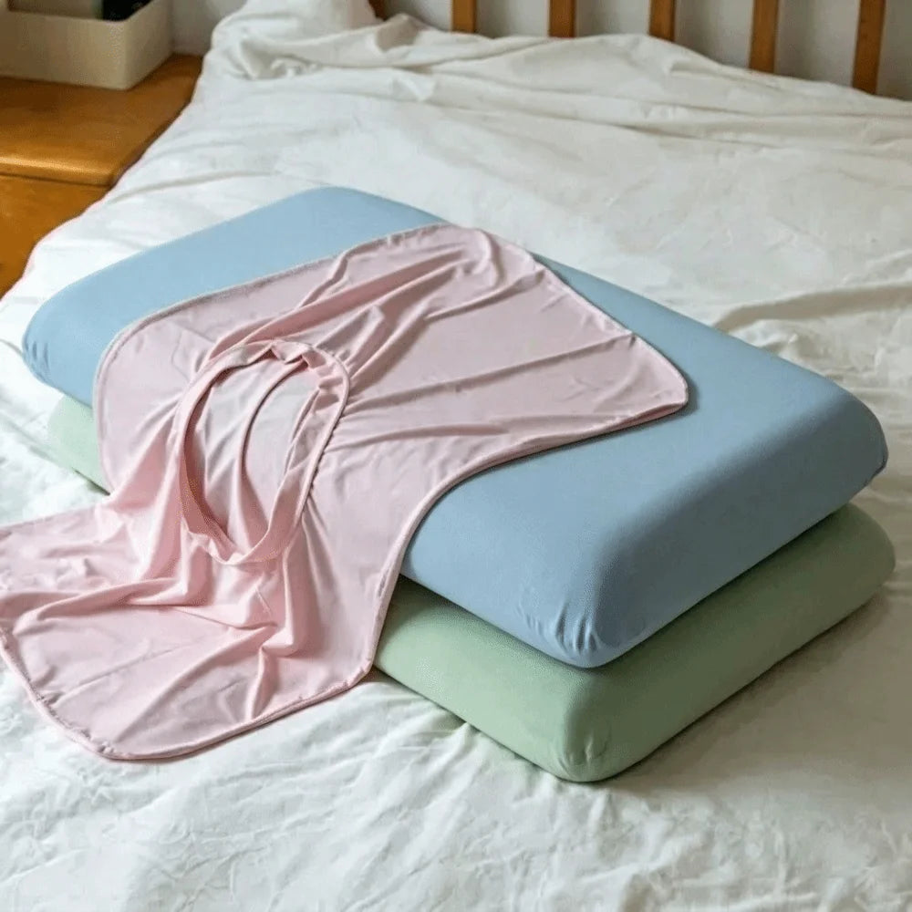 Solid Color Cooling Pillowcase High Elasticity Breathable Ice Silk Pillowcase Skin Friendly Stain-resistant Pillowslip Summer Vue