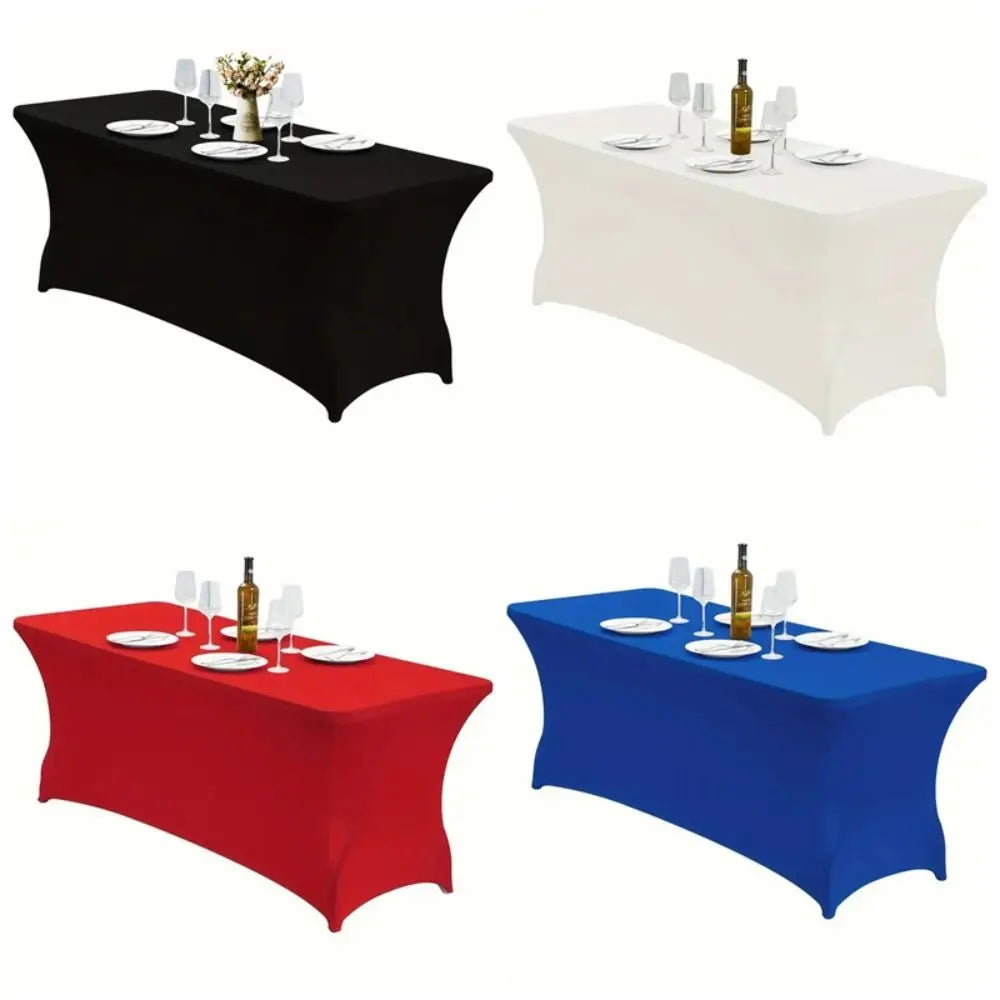 6FT/4FT Table Cover Tight Fitted Rectangular Spandex Tablecloth Stretch Elastic Cocktail Table Decoration Wedding Event Vue
