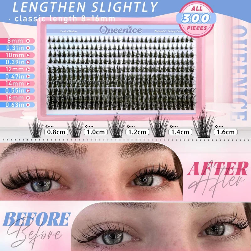 Manga Lash Clusters Natural Eyelash Clusters with Spikes 8-16mm Long Wispy Cluster Eyelash Extensions Anime Individual Lashes Vue