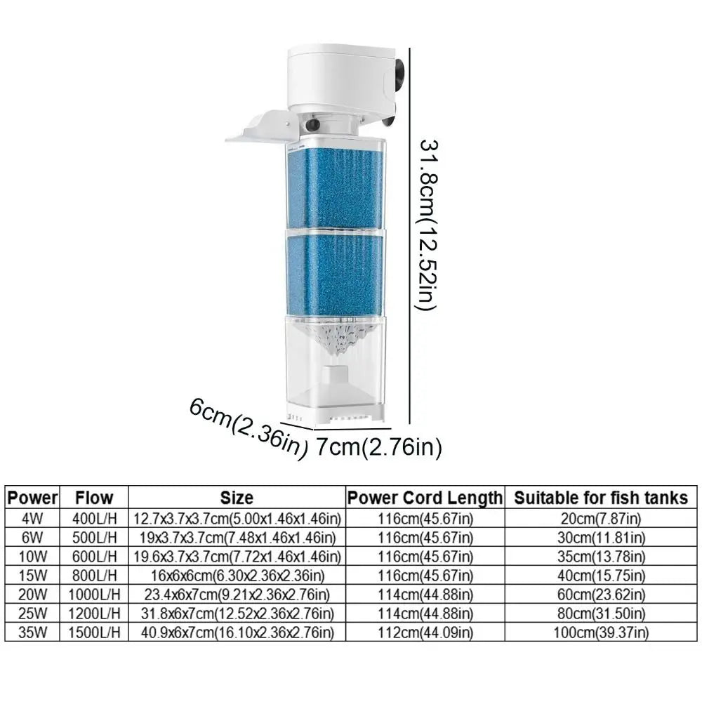 Mute Fish Tank Submersible Filter Removable Built-in Filter Suction Toilet Plastic Water Circulation Pump Water Purification Vue
