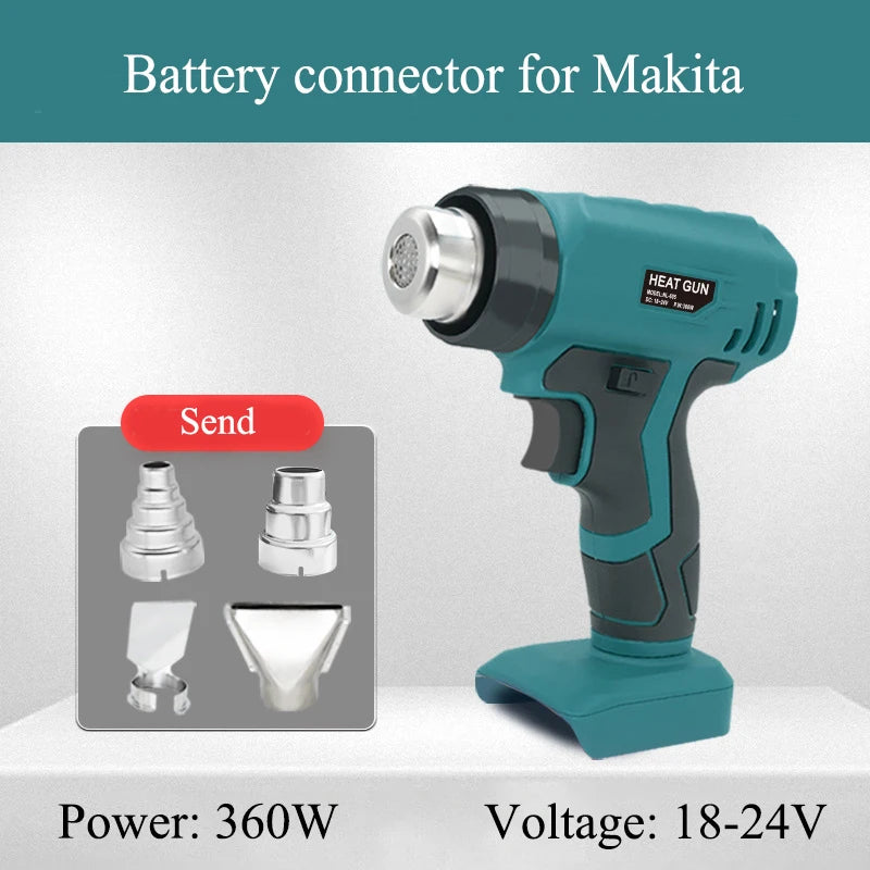 Portable Wireless Electric Heat Gun Rechargeable Mini Heat Gun for Makita/Dewalt/Milwaukee/Bosch/Black&Decker 18V/20V Batteries Vue For Makita