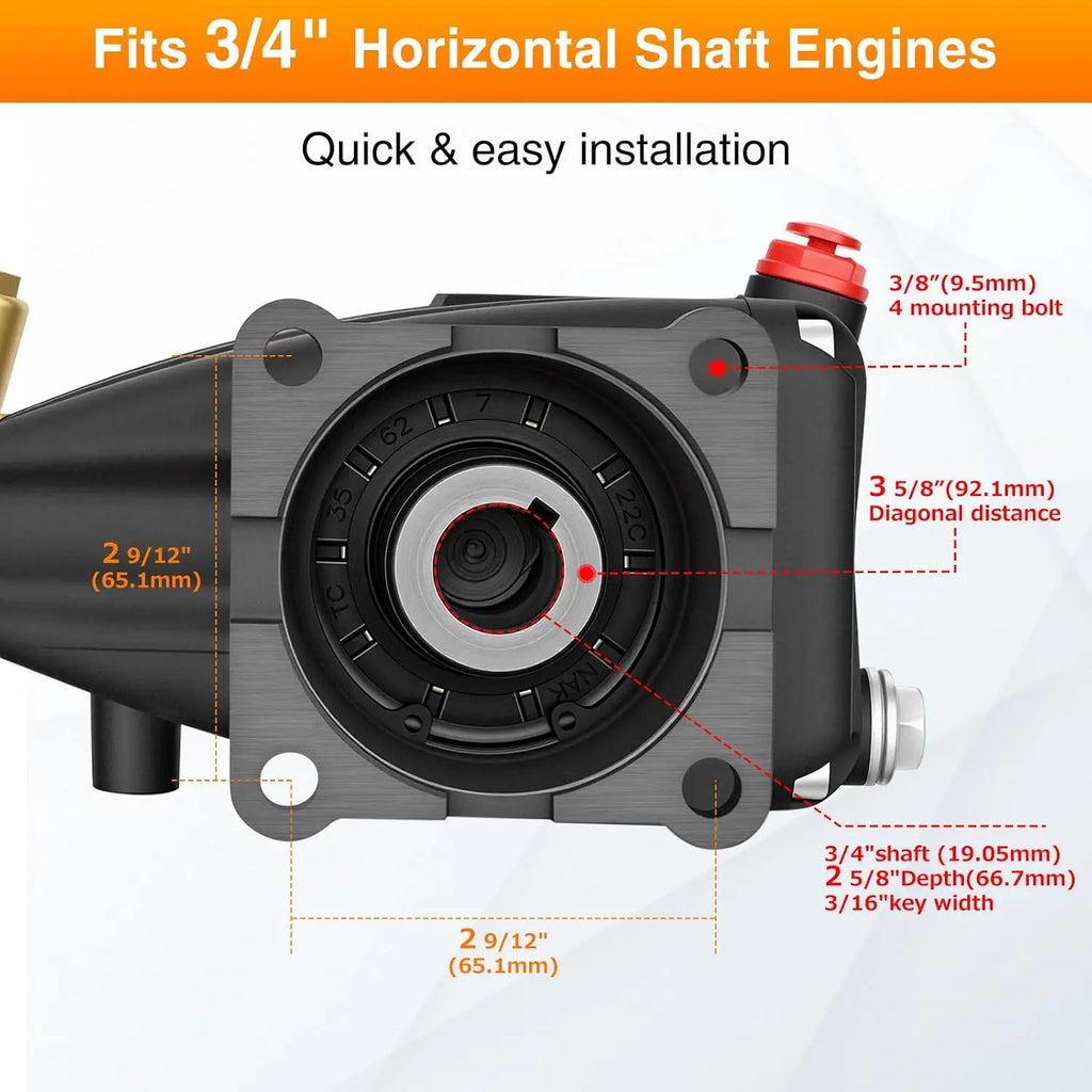 Nilight 3/4" Shaft Horizontal Triplex Pressure Washer Pump 2800-3700 PSI 2.5 GPM 5-8 HP fit for Honda GC190 GX200 Simpson 90036 40224 40225 40226 Santoprene 41182 Vue
