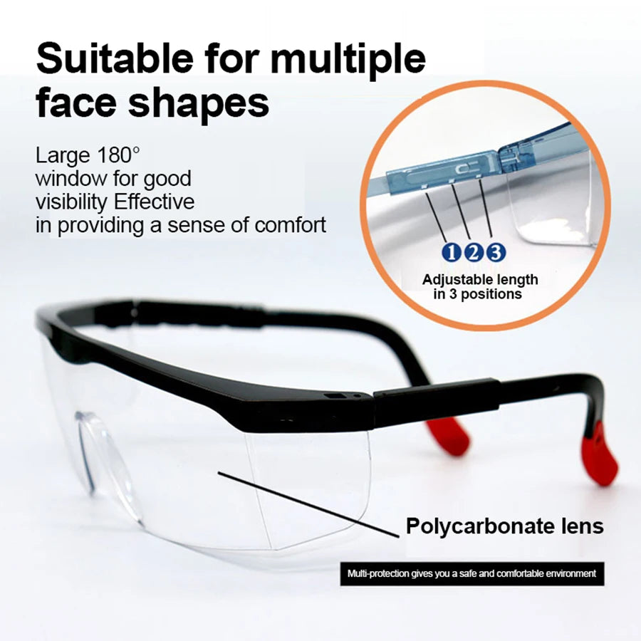 Anti Fog Safety Glasses Over Eyeglasses Ansi Z87 Clear Safety Goggles HD Lens Rubber Leg Eye Protection for Industrial Lab Work Vue
