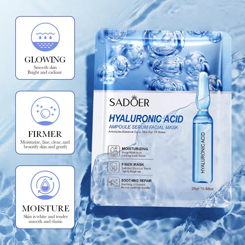 10Pcs Hyaluronic Acid Mask Facial Skin Care Firming Moisturizing Mask Facial Skin Care Products Vue