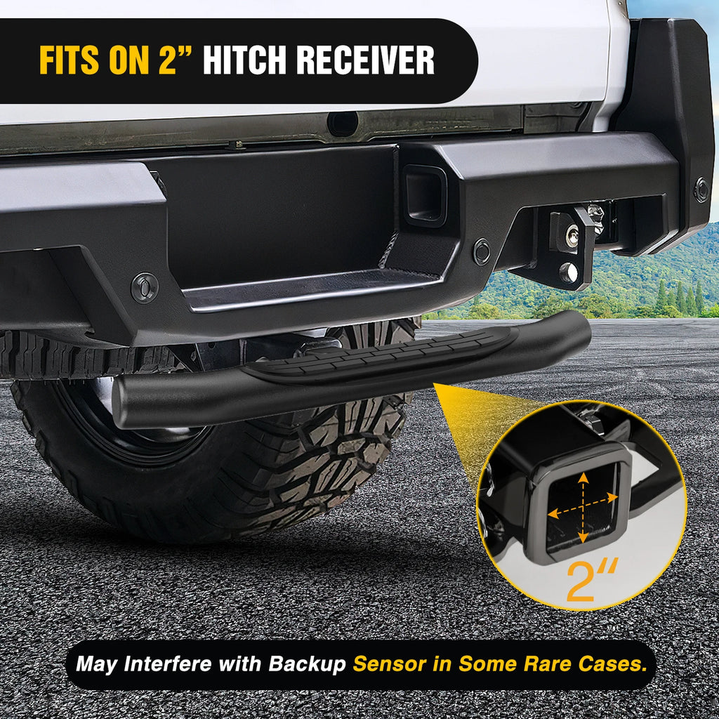 Nilight 36" Hitch Step Fits 2" Receivers 3" Round Tubing Stainless Steel with Rubber Non-Slip Pad Rear Bumper Guard with 5/8" Hitch Pin Clip & U-Bolts Stabilize for Pickup Truck Car SUV Vue