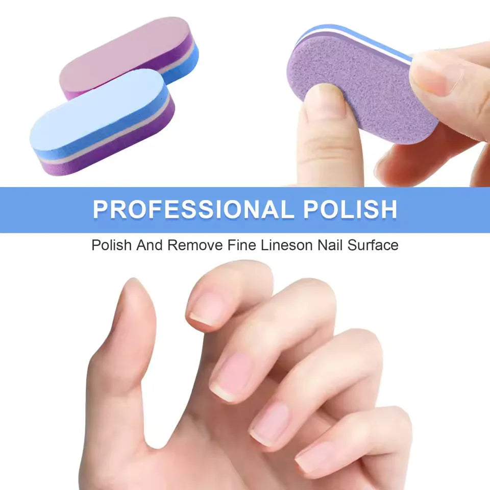 50 Pcs Mini Nail Files Block 100/180 Grit Sponge Buffers for Acrylic Nails Buffing Block Double Sided DIY Salon Manicure Tools Vue
