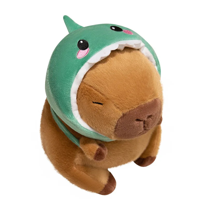 Cute Shark Head Backpack Plush Toy with Capybara Design Adorable Stuffed Doll Birthday and Holiday Gift for Kids or Friends Vue