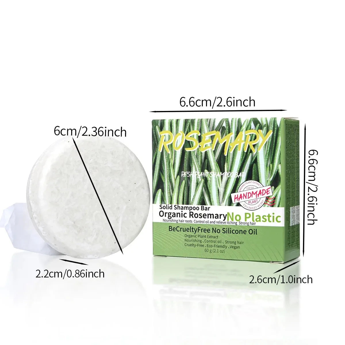 60g Natural Scented Rosemary Shampoo Soap, Handmade Oil-Controlling and Anti-Dandruff Soap, Suitable for Both Men and Women Vue